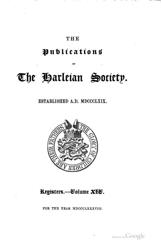 The publications of the Harleian society Frontispiece
